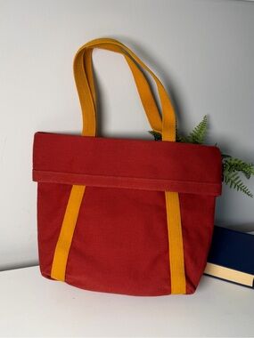 Vintage Victoria USA Red Canvas Tote with Orange Straps